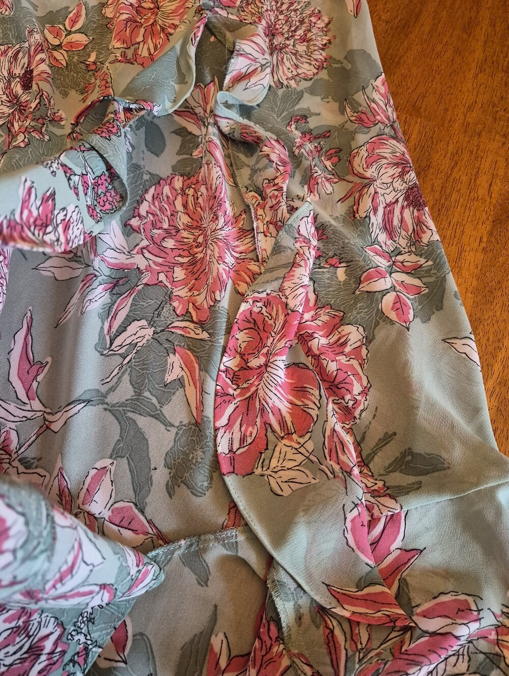 Floral Slip Midi Dress With Open Back in Sage and Pink - Picture 5 of 9